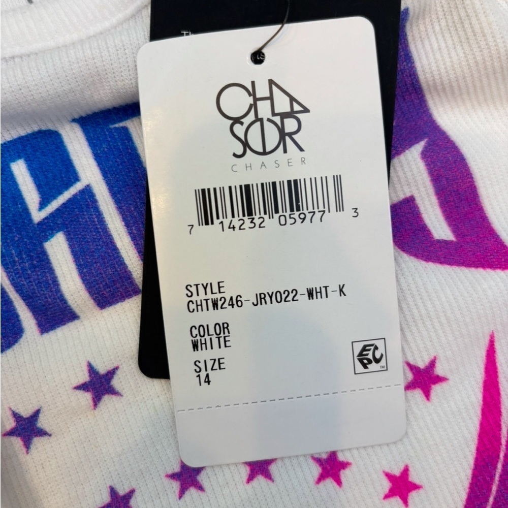 Chaser NWT “Journey San Francisco” tank in white, blue/pink/purple graphic! - Picture 7 of 8